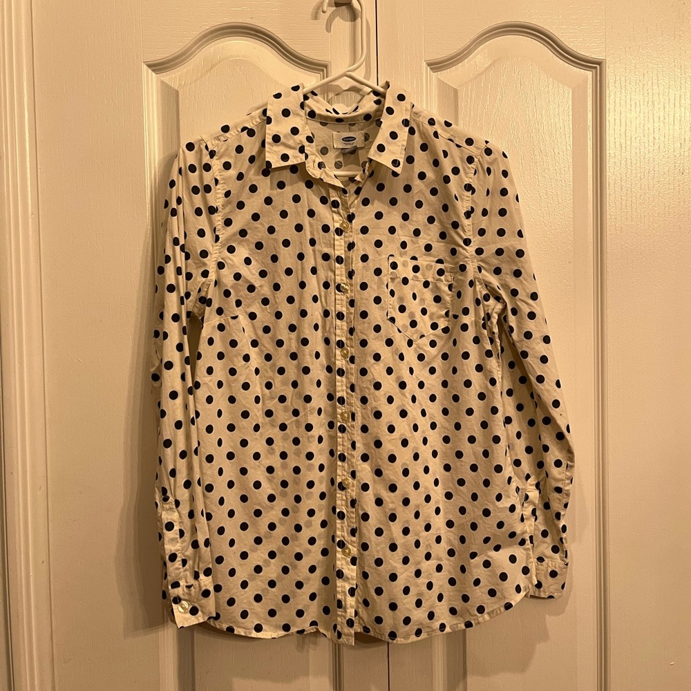Old Navy polka dot button up shirt